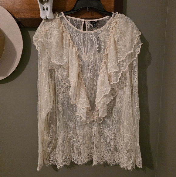 Torrid New Lace Ruffle Long Sleeve Blouse Birch Size 3x - Picture 5 of 14